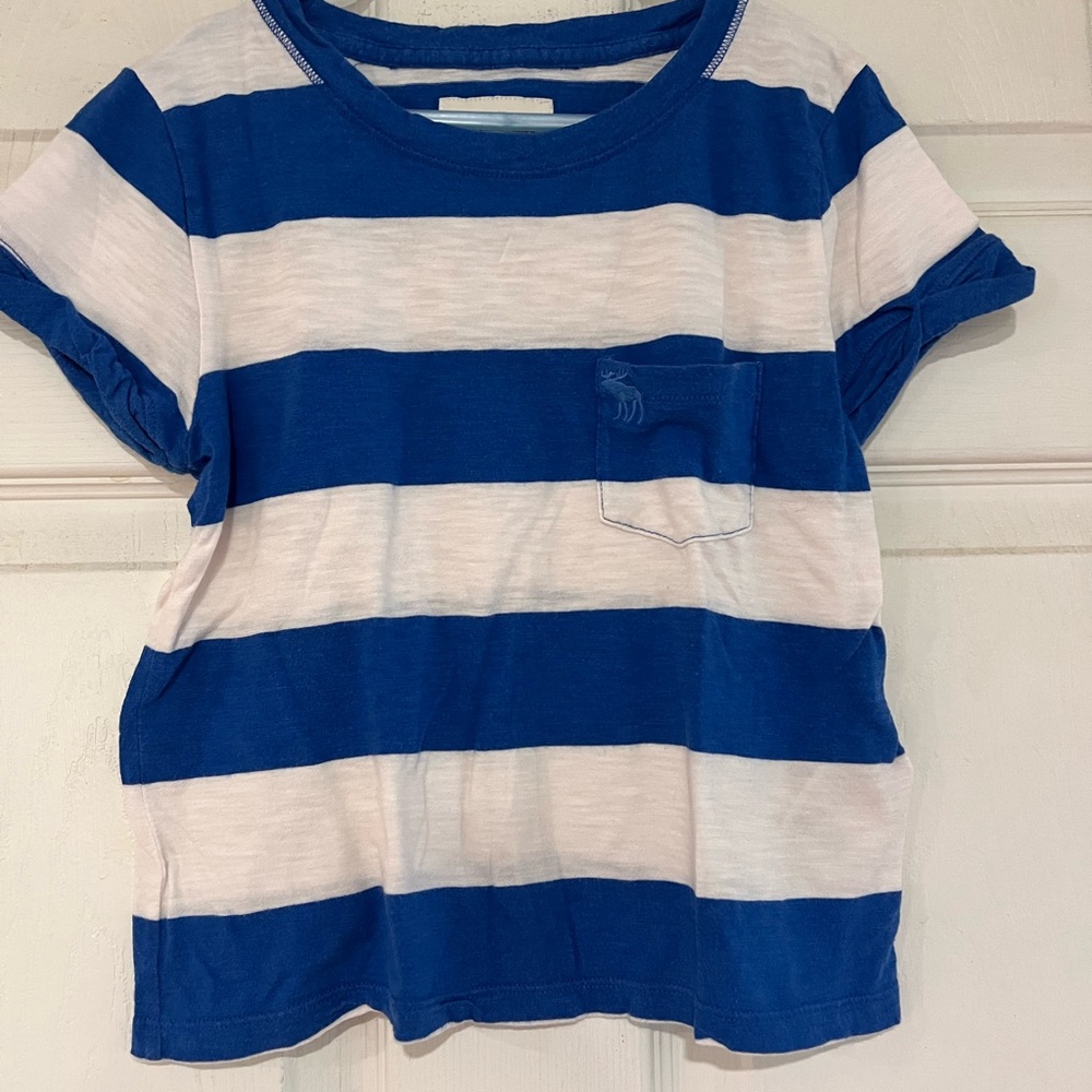 Abercrombie & Fitch Kids Short Sleeve Blue and White Tee